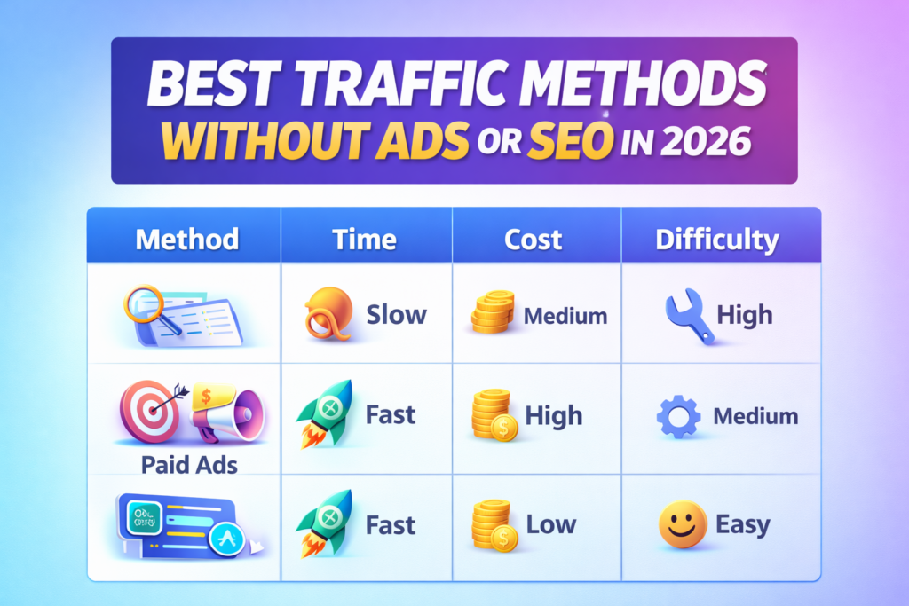 Best Traffic Methods Without Ads or SEO